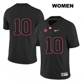 Womens Mac Jones no. 10 Legend Nike Black Authentic Stitched Alabama Crimson Tide College Football Jersey - No Name