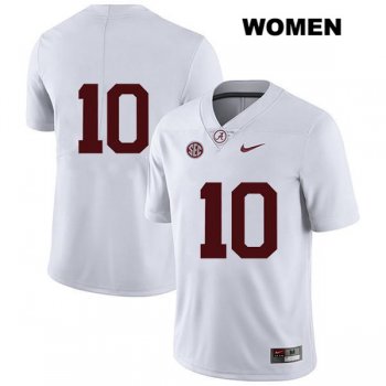 Womens Mac Jones Nike no. 10 Legend White Authentic Stitched Alabama Crimson Tide College Football Jersey - No Name