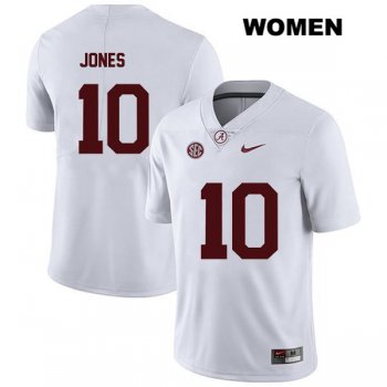 Womens Mac Jones Stitched no. 10 White Legend Authentic Nike Alabama Crimson Tide College Football Jersey