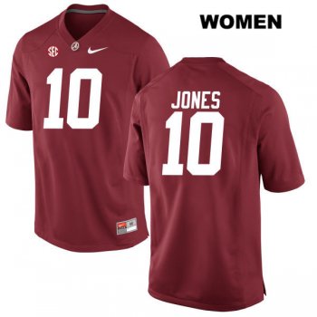 Womens Mac Jones Stitched no. 10 Red Authentic Nike Alabama Crimson Tide College Football Jersey