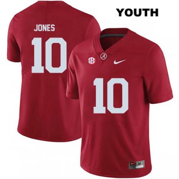 Youth Mac Jones no. 10 Legend Red Stitched Authentic Nike Alabama Crimson Tide College Football Jersey