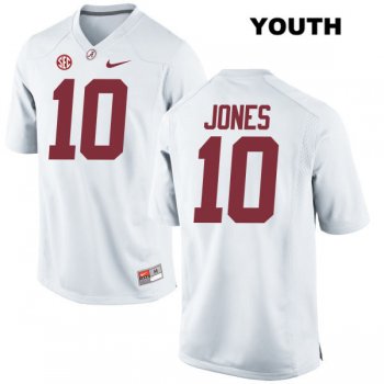 Youth Stitched Mac Jones no. 10 Nike White Authentic Alabama Crimson Tide College Football Jersey