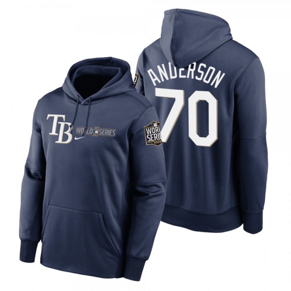 Tampa Bay Rays Nick Anderson Navy 2020 World Series Authentic Collection Hoodie