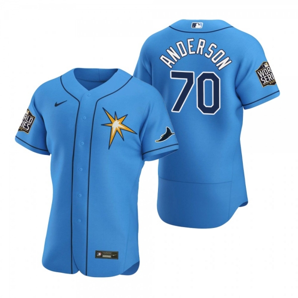 Men's Tampa Bay Rays Nick Anderson Nike Light Blue 2020 World Series Authentic Jersey