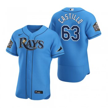 Men's Tampa Bay Rays Diego Castillo Nike Light Blue 2020 World Series Authentic Jersey