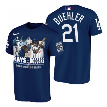 Los Angeles Dodgers Walker Buehler Blue 2020 World Series Cartoon T-shirt