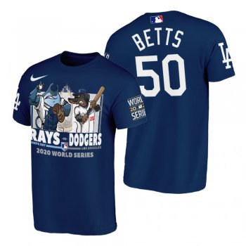 Los Angeles Dodgers Mookie Betts Blue 2020 World Series Cartoon T-shirt