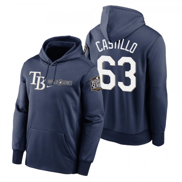 Tampa Bay Rays Diego Castillo Navy 2020 World Series Authentic Collection Hoodie