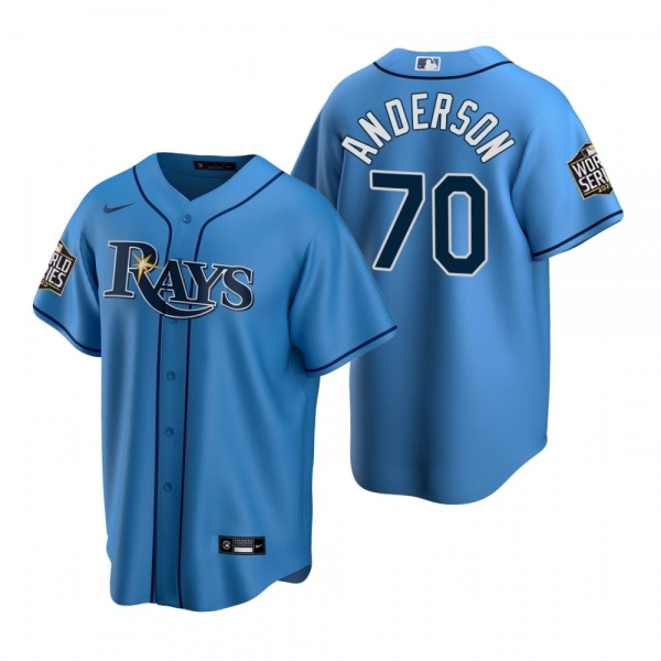 Men's Tampa Bay Rays Nick Anderson Light Blue 2020 World Series Replica Jersey