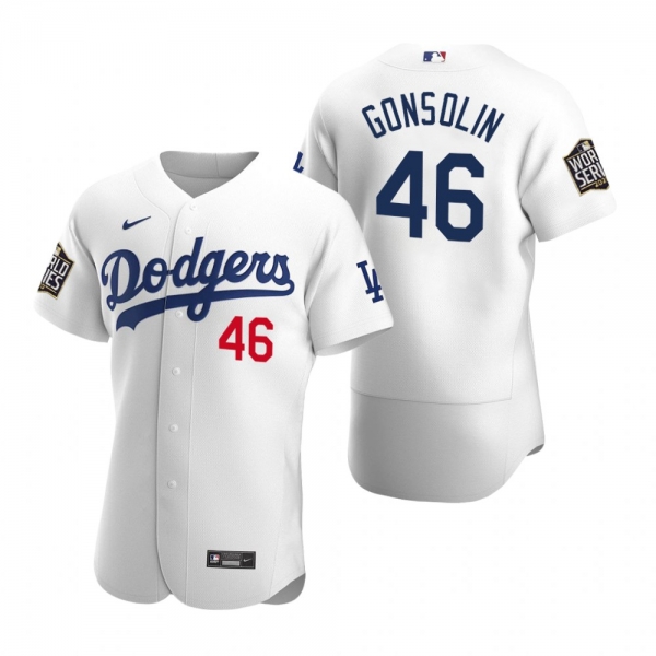 Men's Los Angeles Dodgers Tony Gonsolin Nike White 2020 World Series Authentic Jersey