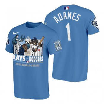 Tampa Bay Rays Willy Adames Blue 2020 World Series vs Dodgers Cartoon T-Shirt