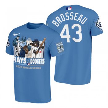 Tampa Bay Rays Mike Brosseau Blue 2020 World Series vs Dodgers Cartoon T-Shirt