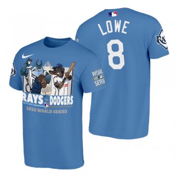 Tampa Bay Rays Brandon Lowe Blue 2020 World Series vs Dodgers Cartoon T-Shirt