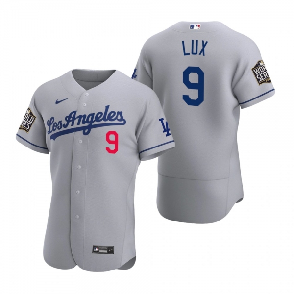 Men's Los Angeles Dodgers Gavin Lux Nike Gray 2020 World Series Authentic Jersey