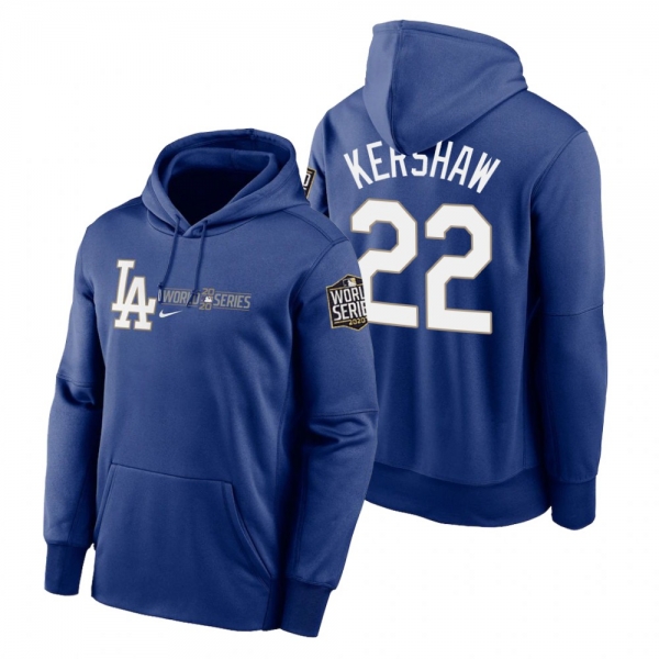 Los Angeles Dodgers Clayton Kershaw Royal 2020 World Series Authentic Collection Hoodie