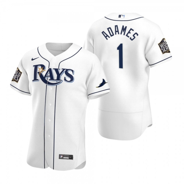 Men's Tampa Bay Rays Willy Adames Nike White 2020 World Series Authentic Jersey