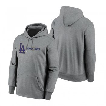 Los Angeles Dodgers Heather Charcoal 2020 World Series Authentic Collection Pullover Hoodie