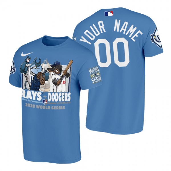 Tampa Bay Rays Custom Blue 2020 World Series vs Dodgers Cartoon T-Shirt