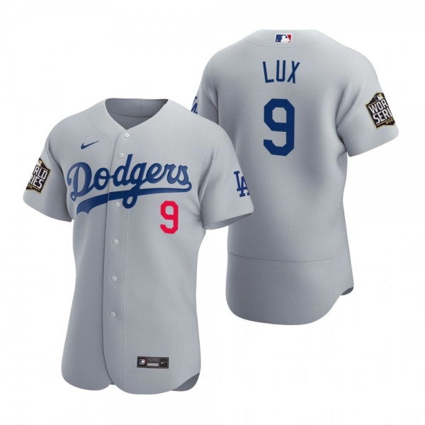 Men's Los Angeles Dodgers Gavin Lux Nike Gray 2020 World Series Authentic Jersey