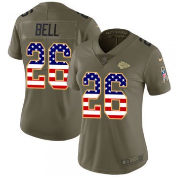 Women's Nike Chiefs #26 Le'Veon Bell Olive/USA Flag Stitched NFL Limited 2017 Salute To Service Jersey