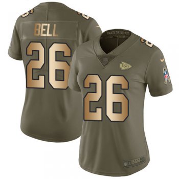 Women's Nike Chiefs #26 Le'Veon Bell Olive/Gold Stitched NFL Limited 2017 Salute To Service Jersey