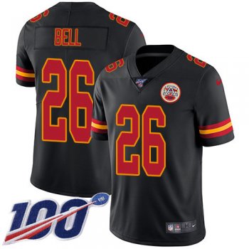 Youth Nike Chiefs #26 Le'Veon Bell Black Stitched NFL Limited Rush 100th Season Jersey