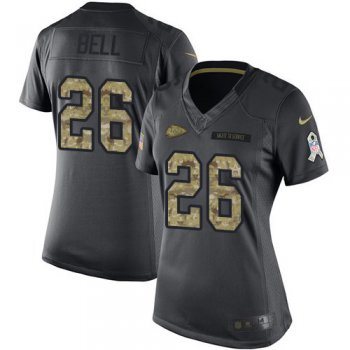 Women's Nike Chiefs #26 Le'Veon Bell Black Stitched NFL Limited 2016 Salute to Service Jersey