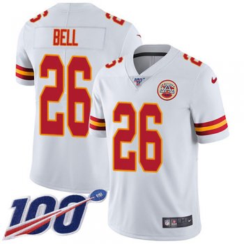 Youth Nike Chiefs #26 Le'Veon Bell White Stitched NFL 100th Season Vapor Untouchable Limited Jersey