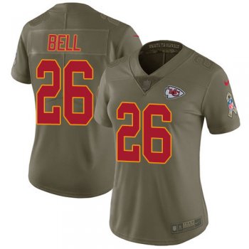 Women's Nike Chiefs #26 Le'Veon Bell Olive Stitched NFL Limited 2017 Salute To Service Jersey