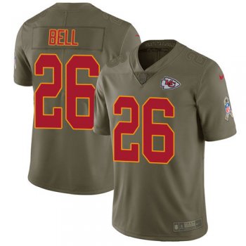 Youth Nike Chiefs #26 Le'Veon Bell Olive Stitched NFL Limited 2017 Salute To Service Jersey