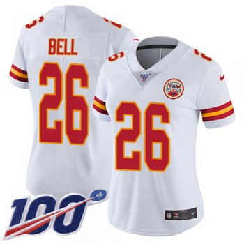 Women's Nike Chiefs #26 Le'Veon Bell White Stitched NFL 100th Season Vapor Untouchable Limited Jersey