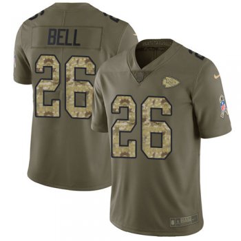 Youth Nike Chiefs #26 Le'Veon Bell Olive/Camo Stitched NFL Limited 2017 Salute To Service Jersey