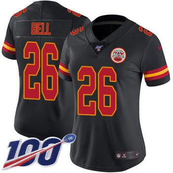 Women's Nike Chiefs #26 Le'Veon Bell Black Stitched NFL Limited Rush 100th Season Jersey