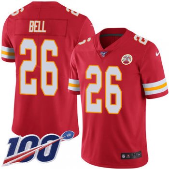 Youth Nike Chiefs #26 Le'Veon Bell Red Team Color Stitched NFL 100th Season Vapor Untouchable Limited Jersey