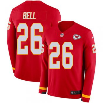 Youth Nike Chiefs #26 Le'Veon Bell Red Team Color Stitched NFL Limited Therma Long Sleeve Jersey