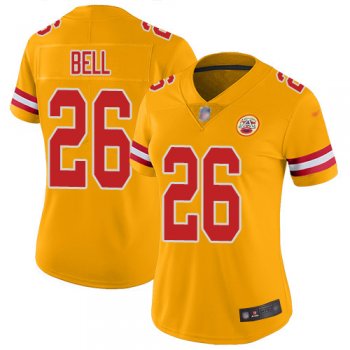 Women's Nike Chiefs #26 Le'Veon Bell Gold Stitched NFL Limited Inverted Legend Jersey