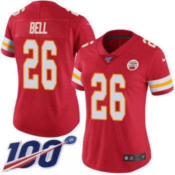 Women's Nike Chiefs #26 Le'Veon Bell Red Team Color Stitched NFL 100th Season Vapor Untouchable Limited Jersey