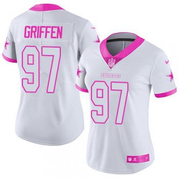 Women's Nike Cowboys #97 Everson Griffen White/Pink Stitched NFL Limited Rush Fashion Jersey