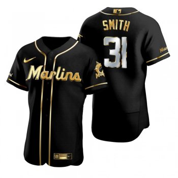 Miami Marlins Caleb Smith Nike Black Golden Edition Authentic Jersey