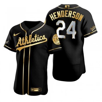 Oakland Athletics Rickey Henderson Nike Black Golden Edition Authentic Jersey