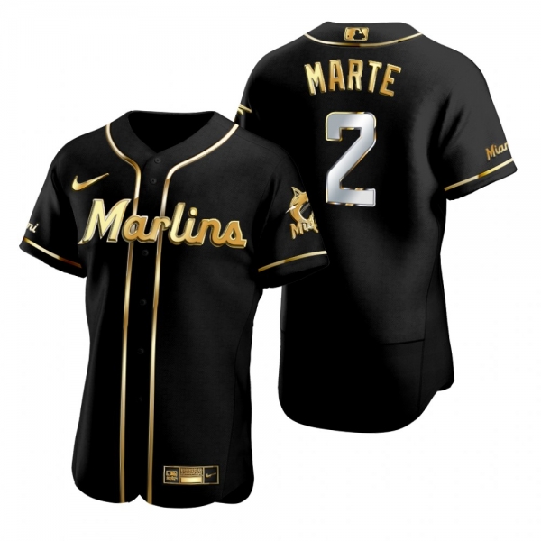 Miami Marlins Starling Marte Nike Black Golden Edition Authentic Jersey