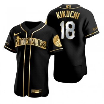 Seattle Mariners Yusei Kikuchi Nike Black Golden Edition Authentic Jersey