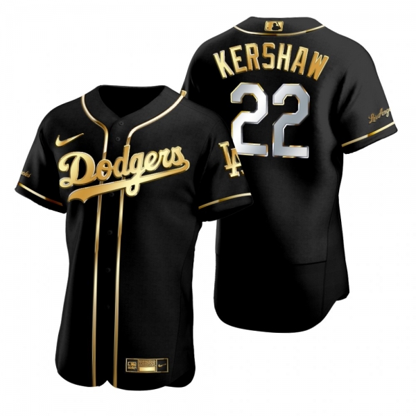 Los Angeles Dodgers Clayton Kershaw Nike Black Golden Edition Authentic Jersey