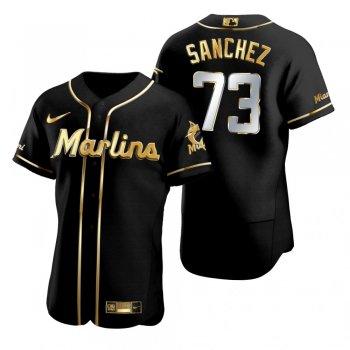 Miami Marlins Sixto Sanchez Nike Black Golden Edition Authentic Jersey