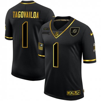 Nike Dolphins 1 Tua Tagovailoa Black Gold 2020 Salute To Service Limited Jersey