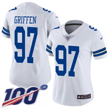 Women's Nike Cowboys #97 Everson Griffen White Stitched NFL 100th Season Vapor Untouchable Limited Jersey