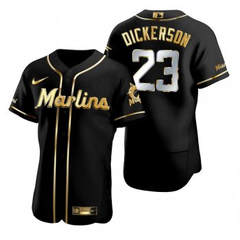 Miami Marlins Corey Dickerson Nike Black Golden Edition Authentic Jersey