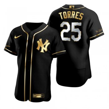 New York Yankees Gleyber Torres Nike Black Golden Edition Authentic Jersey