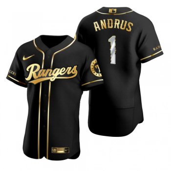 Texas Rangers Elvis Andrus Nike Black Golden Edition Authentic Jersey