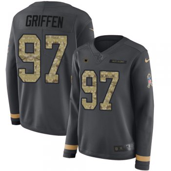 Women's Nike Cowboys #97 Everson Griffen Anthracite Salute to Service Stitched NFL Limited Therma Long Sleeve Jersey